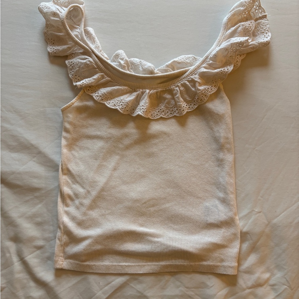 American Eagle Outfitters White Lace Trim Tank Top